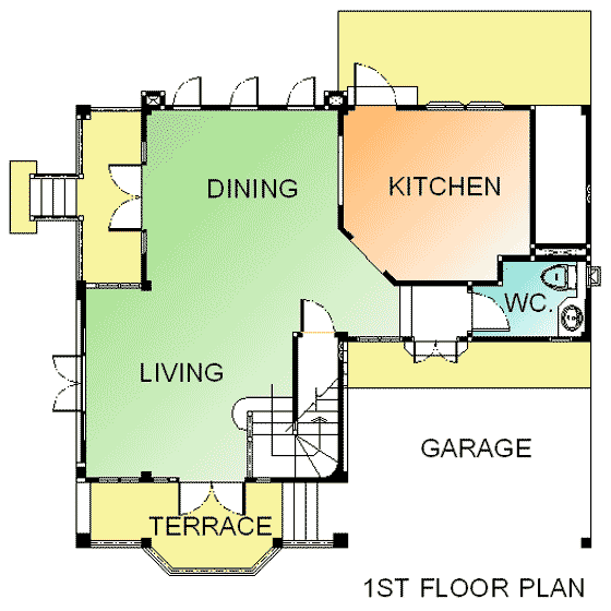 Downstairs blueprint of Almanda two storey house